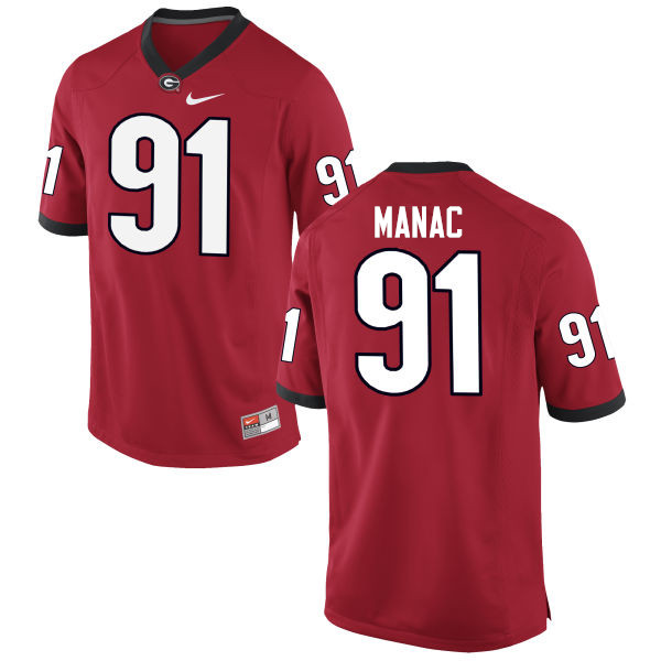 Men Georgia Bulldogs #91 Chauncey Manac College Football Jerseys-Red - Click Image to Close